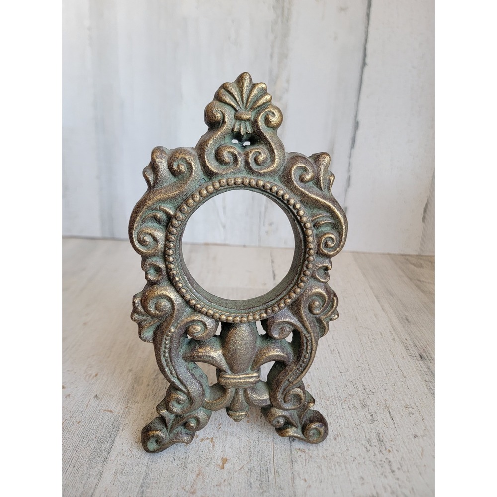 Vintage cast iron small metal photo holder frame Victorian home decor